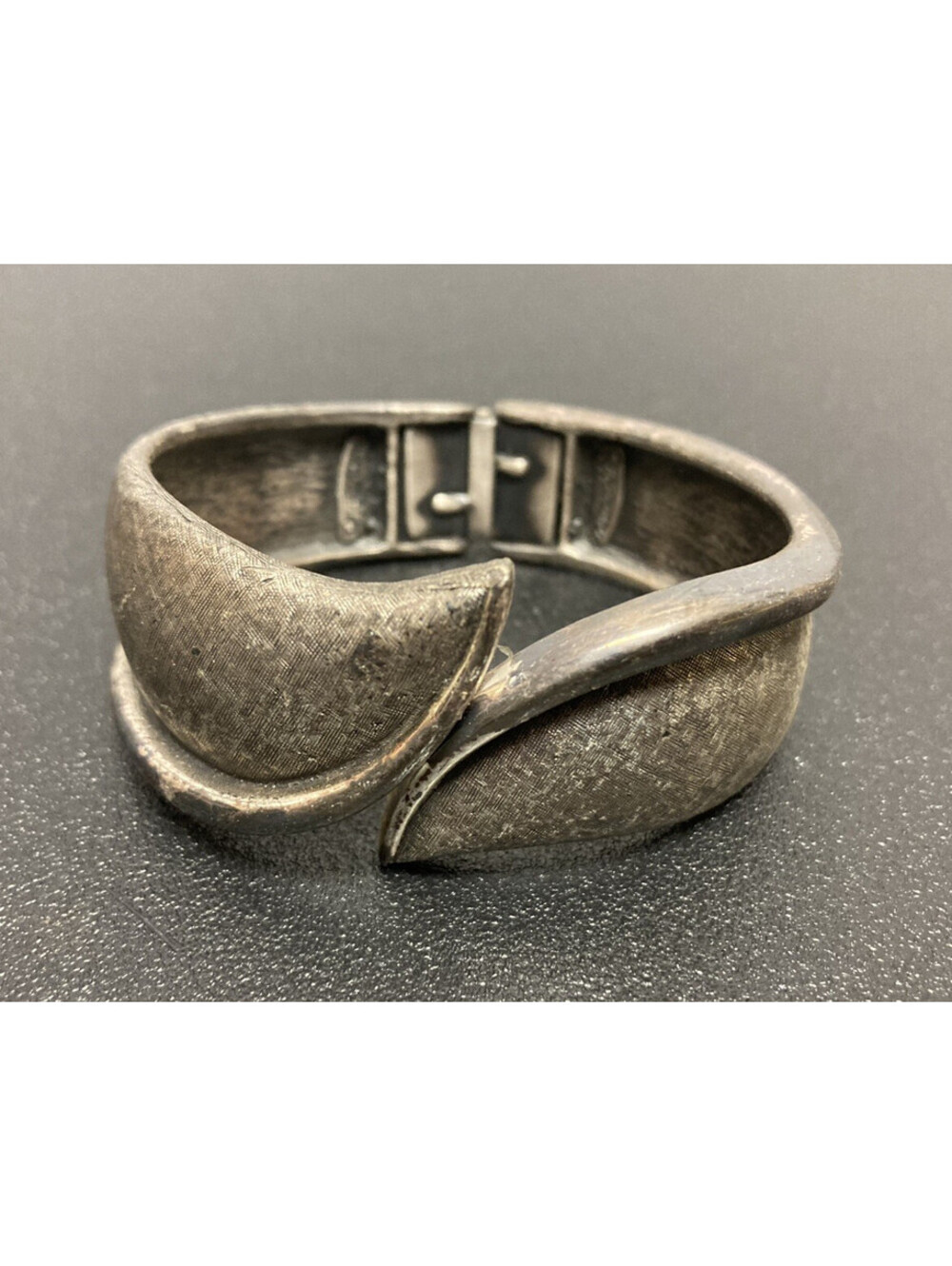 Vintage Hinge Cuff Chunky Tortolani Bracelet Silver Colored